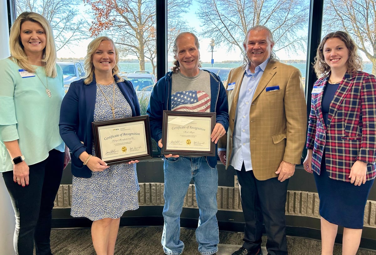 Sukup Manufacturing Co. leaders join Mark Meyer in a recent Iowa Workforce Development event.